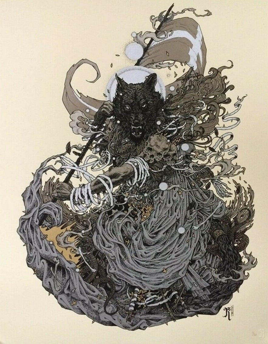 Fenrir (cream edition) by Richey Beckett, 18" x 24" Screen Print