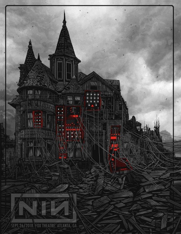 Nine Inch Nails Atlanta 2018 night 1 by Daniel Danger, 18" x 24" Screen Print