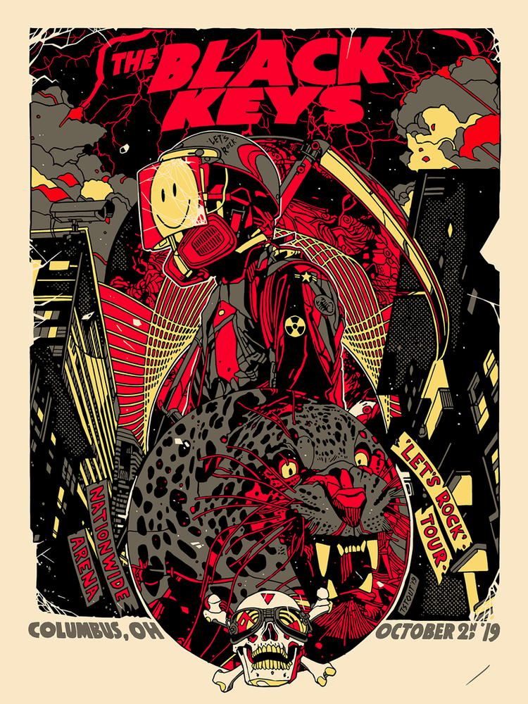 The Black Keys Columbus 2019 by Tyler Stout, 18" x 24" Screen Print