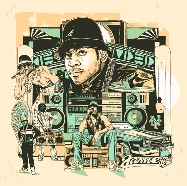 LL Cool J (Jame$) by Tyler Stout, 12" x 12" Screen Print
