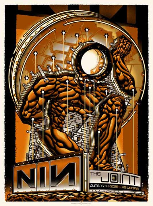 Nine Inch Nails Las Vegas 2018 by Guy Burwell, 18" x 24" Screen Print