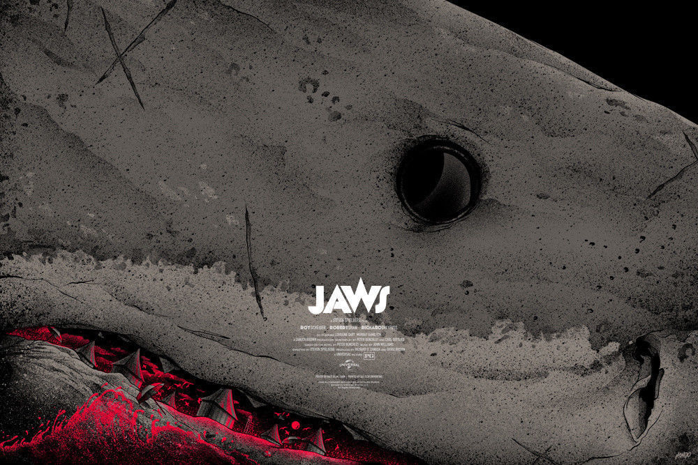 Jaws (blood variant) by Matt Ryan Tobin, 36" x 24" Screen Print