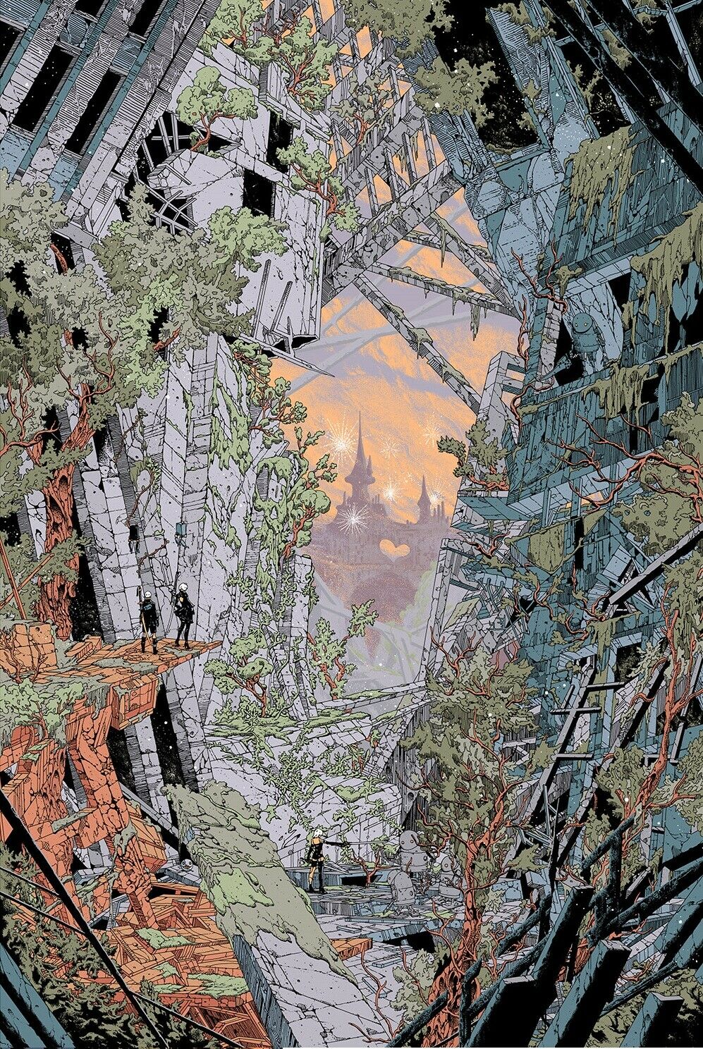 Nier: Automata Variant by Kilian Eng, 24" x 36" Screen Print