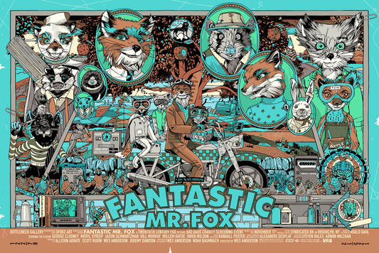 Fantastic Mr. Fox (variant) by Tyler Stout, 36" x 24" Screen Print