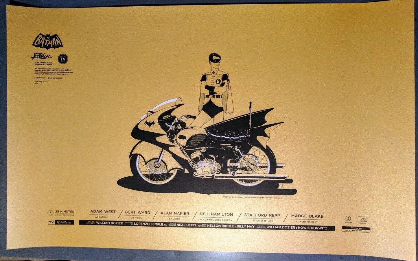 Batcycle (Batman 1966) by Gianmarco Magnani, 24" x 14 Screen Print