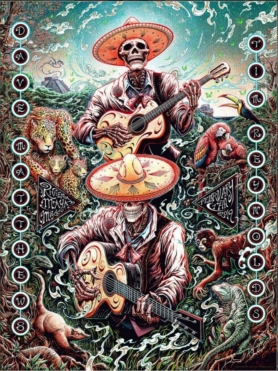 Dave Matthews Band Riviera Maya 2019 by Miles Tsang, 18" x 24" Screen Print