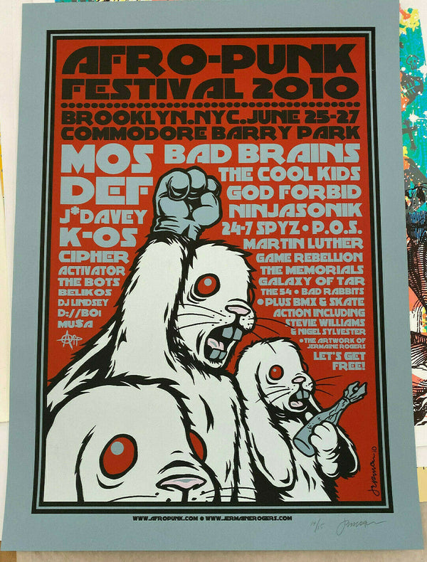 Afro-Punk Festival Brooklyn 2010 Blue Variant by Jermaine Rogers, 18" x 24" Screen Print