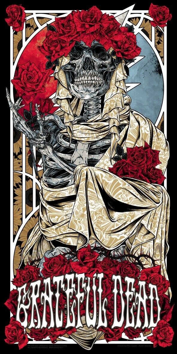 Grateful Dead 2021 by Rhys Cooper, 18" x 36" Screen Print