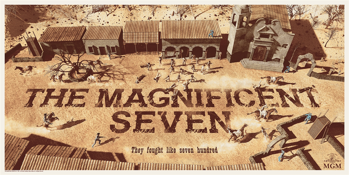 The Magnificent Seven by Chris Skinner, 36" x 18" Screen Print