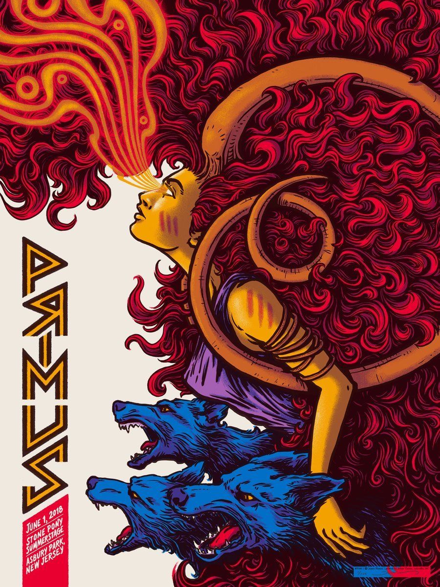 Primus Asbury Park 2018 by James Flames, 18" x 24" Screen Print