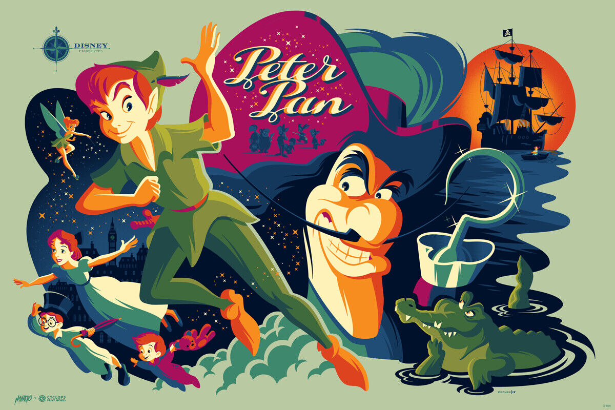 Peter Pan Variant by Tom Whalen, 36" x 24" Screen Print