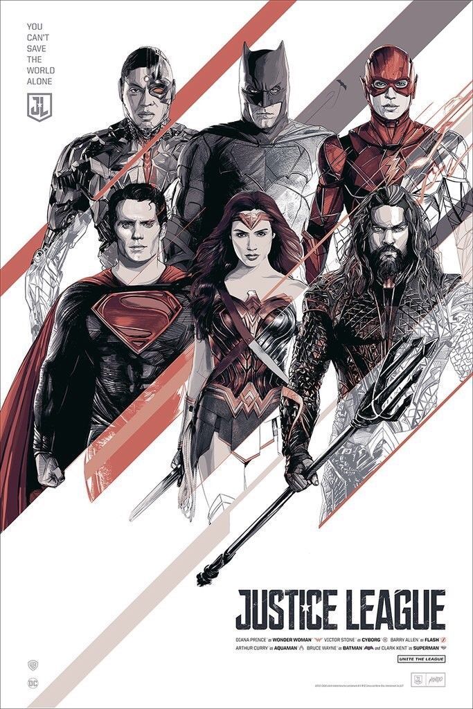 Justice League by Oliver Barrett, 24" x 36" Screen Print