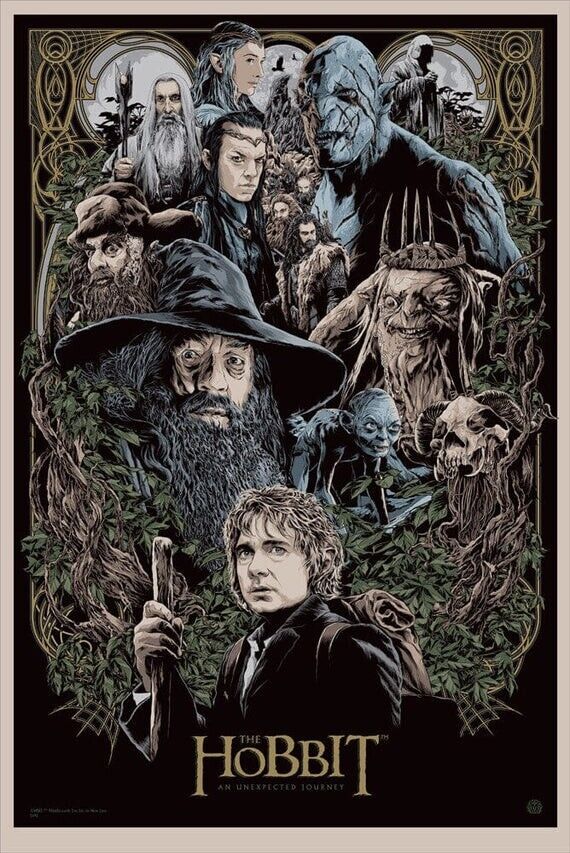 Lord of the Rings The Hobbit by Ken Taylor, 24" x 36" Screen Print
