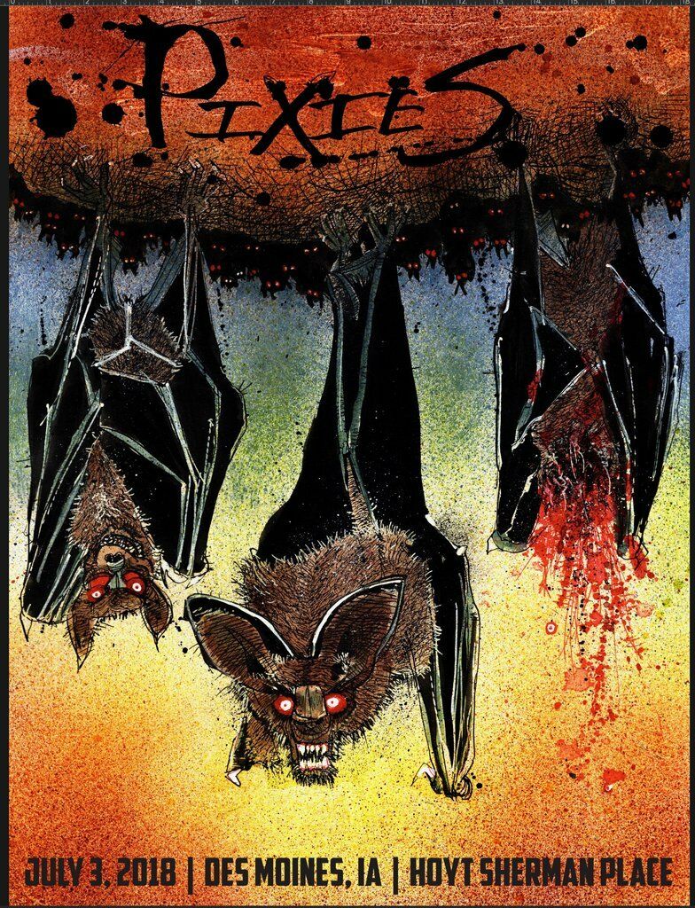 Pixies Des Moines 2018 by Joey Feldman, 18" x 24" Screen Print