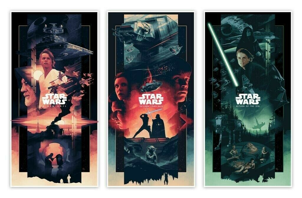 Star Wars Trilogy Triptych by John Guydo, 18" x 36" Screen Print