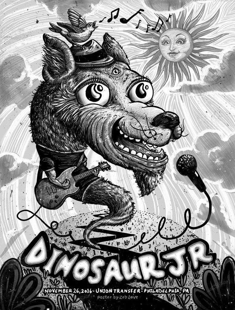 Dinosaur Jr. Philadelphia 2016 by Zeb Love, 18" x 24" Screen Print