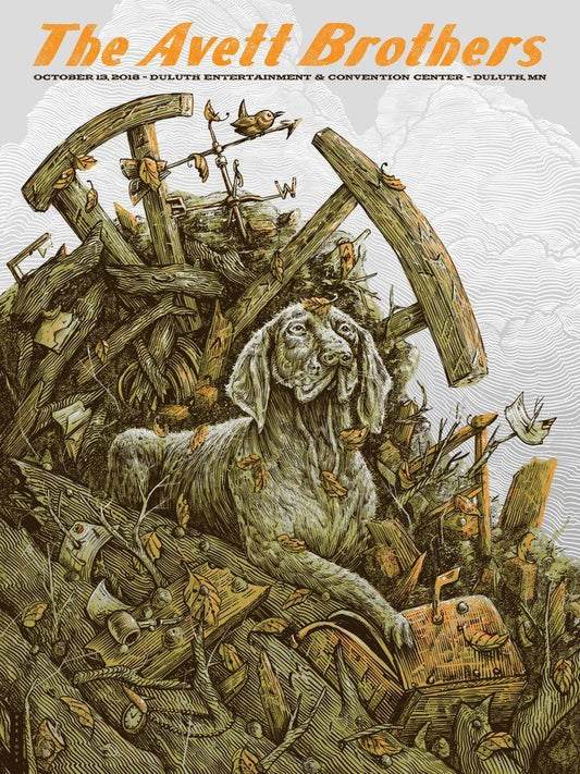 Avett Brothers Duluth 2018 by Zeb Love, 18" x 24" Screen Print