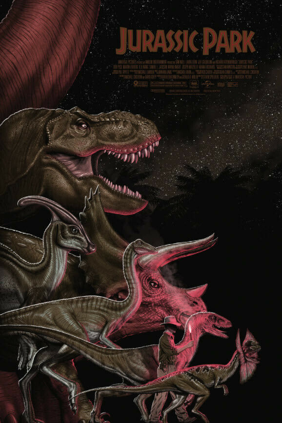 Jurassic Park (Variant) by Jason Raish, 24" x 36" Screen Print