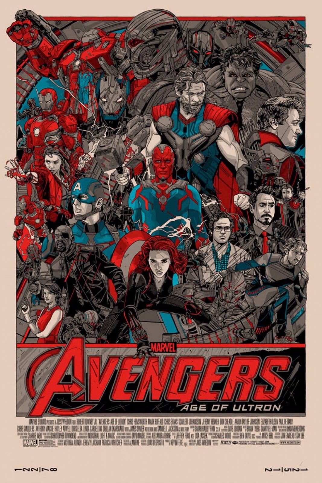 Avengers: Age of Ultron by Tyler Stout, 24" x 36" Screen Print