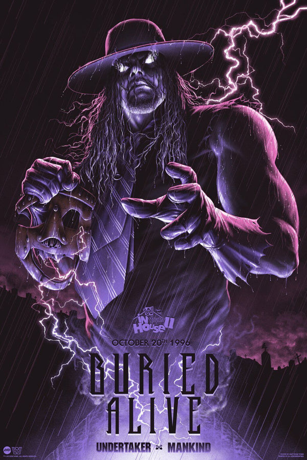 Undertaker vs. Mankind WWE Buried Alive by Matt Ryan Tobin, 24" x 36" Screen Print
