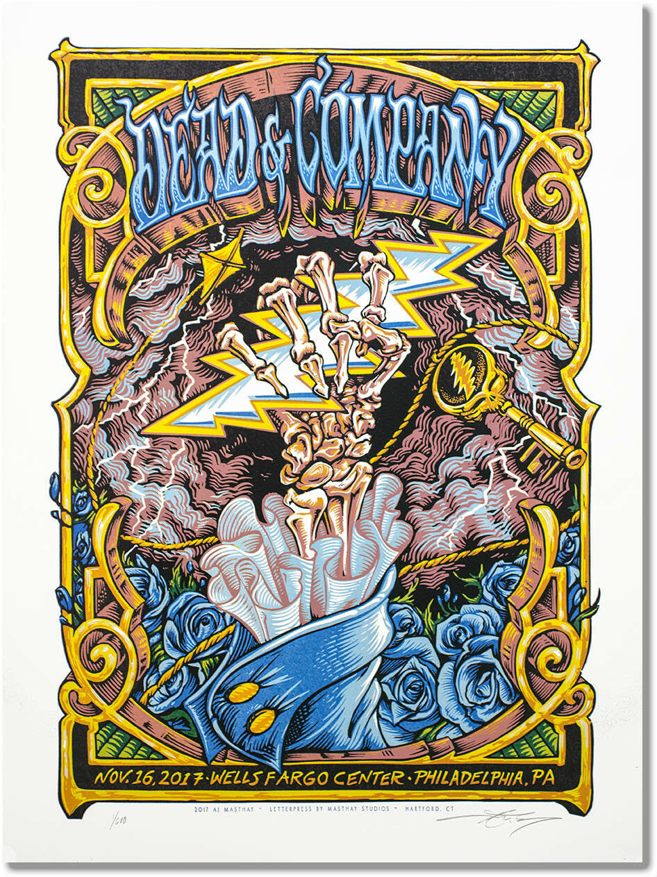 Dead & Company Philadelphia 2017 by AJ Masthay, 18" x 24" Screen Print