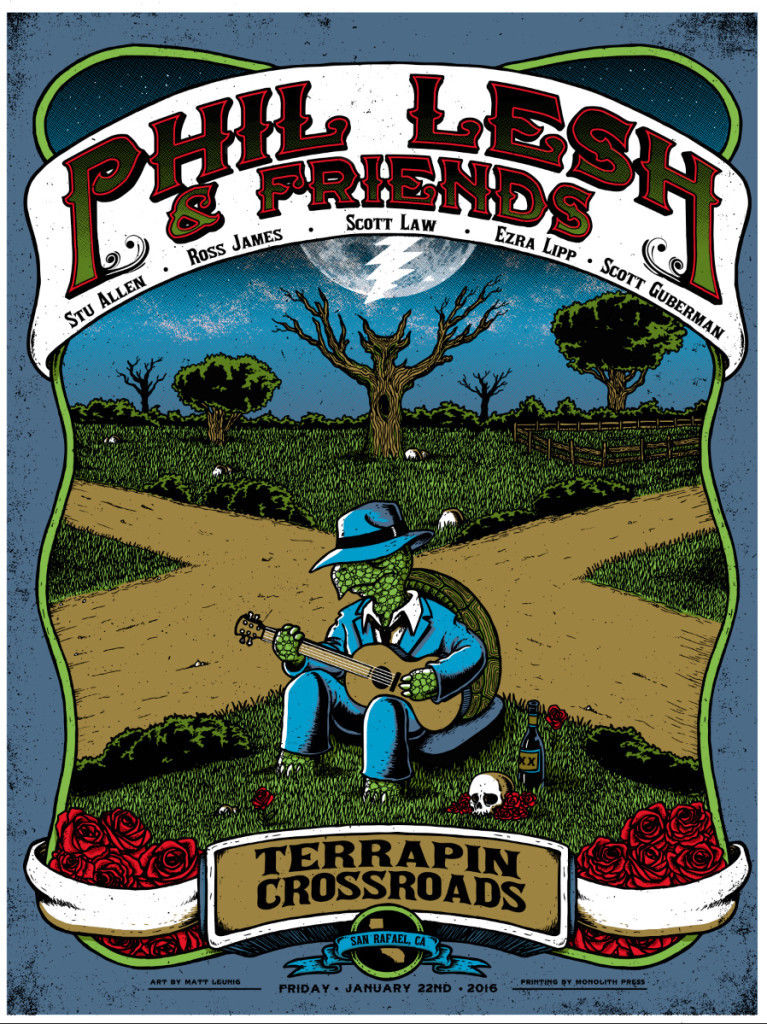 Phil Lesh & Friends San Rafael 2016 by Matt Leunig, 18" x 24" Screen Print