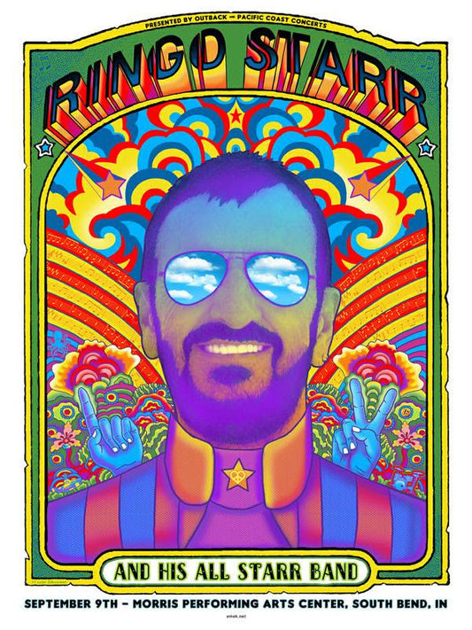 Ringo Starr & His All-Starr Band South Bend 2018 by Emek, 18" x 24" Screen Print