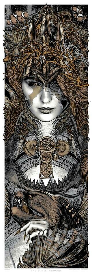 The Little Mermaid (variant) by Rhys Cooper, 12" x 36" Screen Print