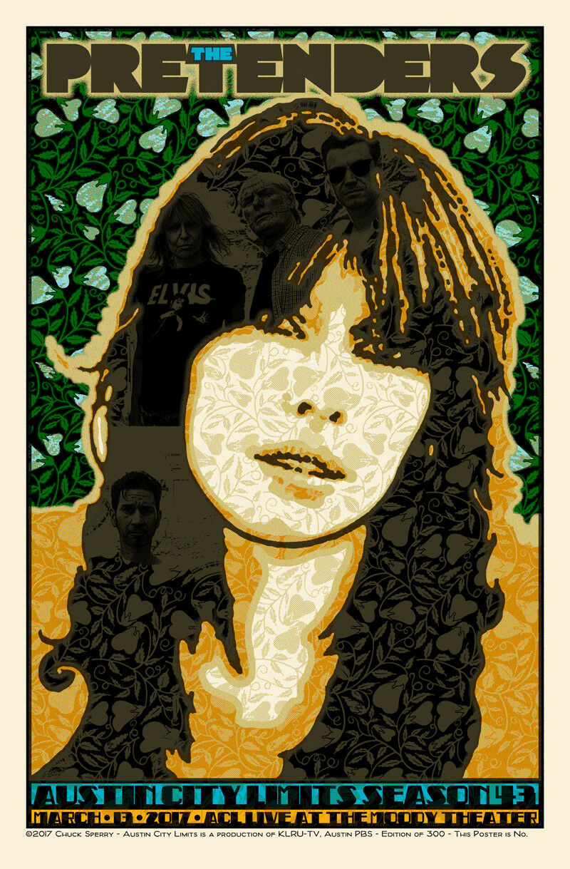 The Pretenders Austin 2017 by Chuck Sperry, 21" x 32"
