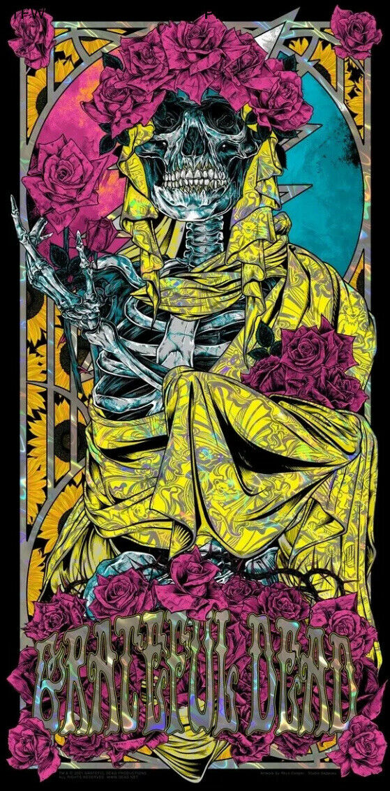 Grateful Dead 2021 Pink Fluoro Foil by Rhys Cooper, 18" x 36" Screen Print