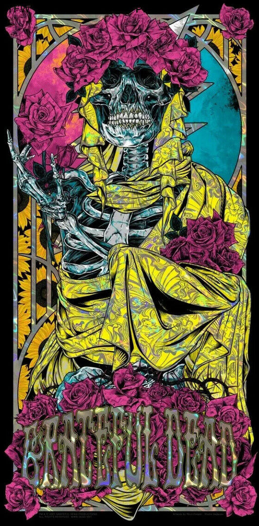 Grateful Dead 2021 Pink Fluoro Foil by Rhys Cooper, 18" x 36" Screen Print