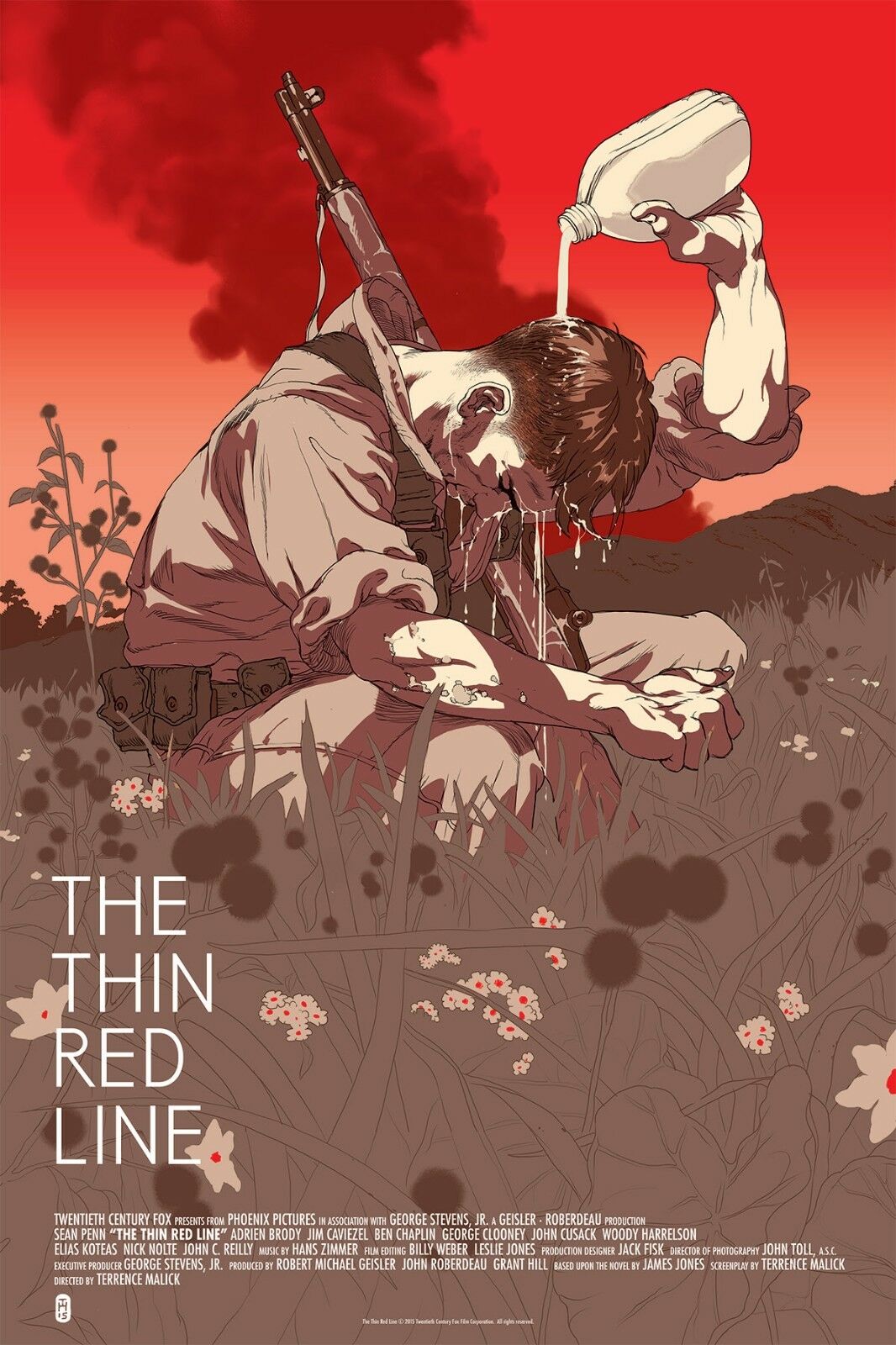 The Thin Red Line (Variant) by Tomer Hanuka, 24" x 36" Screen Print