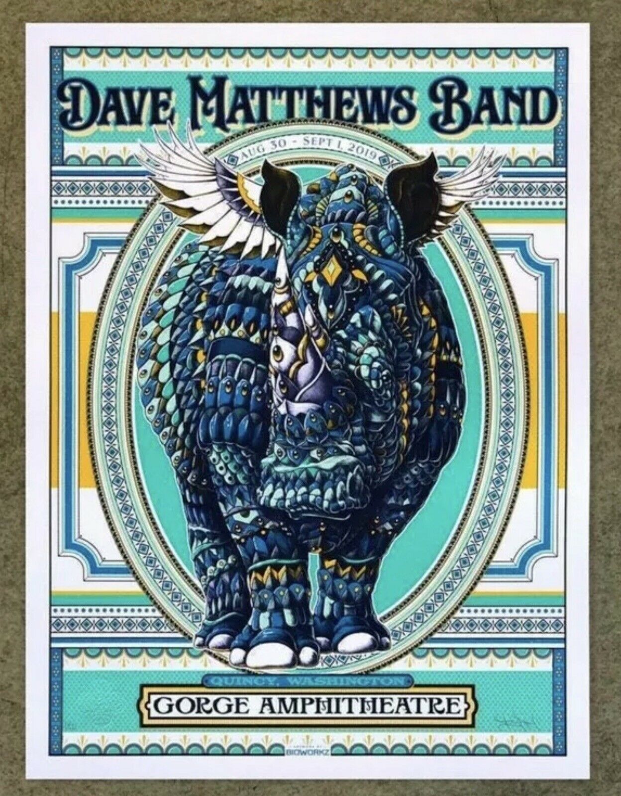 Dave Matthews Band Quincy 2019 by BioWorkz, 18" x 24" Screen Print