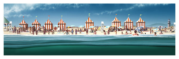Jaws (The Beach) by JC Richard, 36" x 12" Screen Print