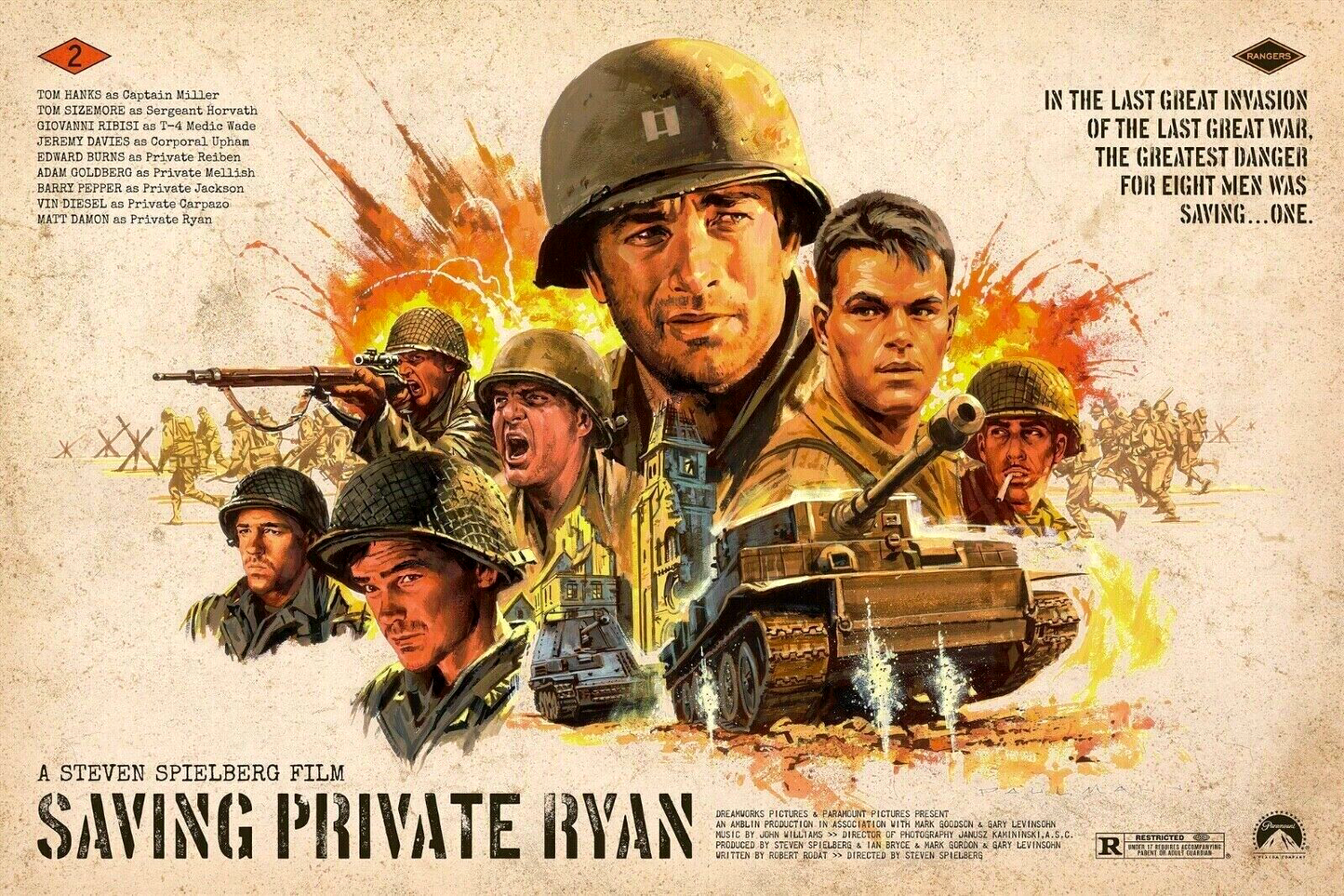 Saving Private Ryan by Paul Mann, 36" x 24" Screen Print