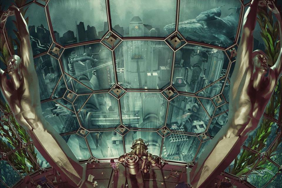 Bioshock (variant) by Chris Skinner, 36" x 24" Screen Print with Black Responsive Ink