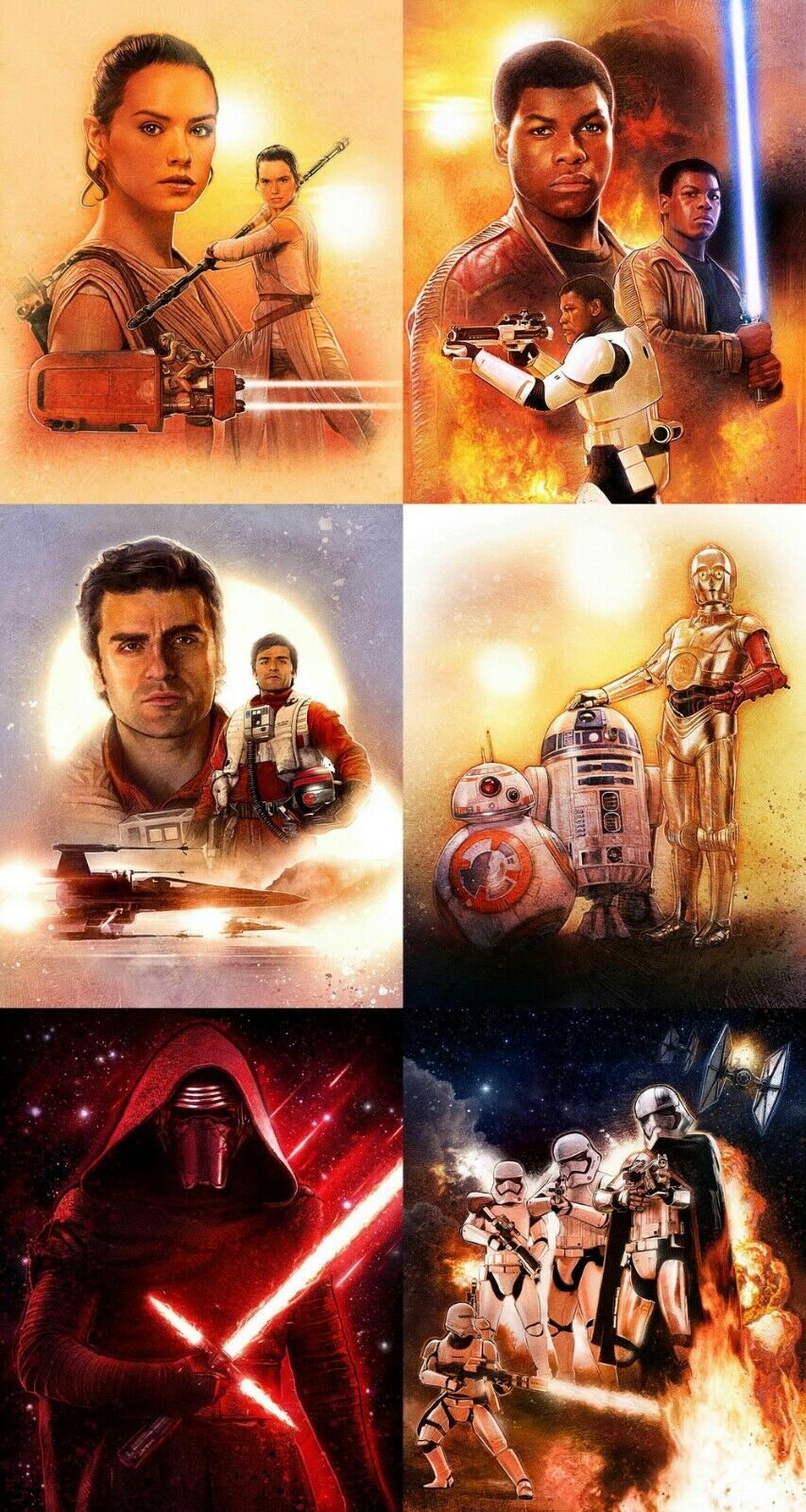 Star Wars: Force Awakens (set) by Paul Shipper, 8" x 10" Fine Art Giclee