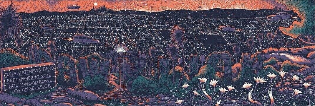 Dave Matthews Band Los Angeles 2018 by James Eads, 12" x 36" Screen Print