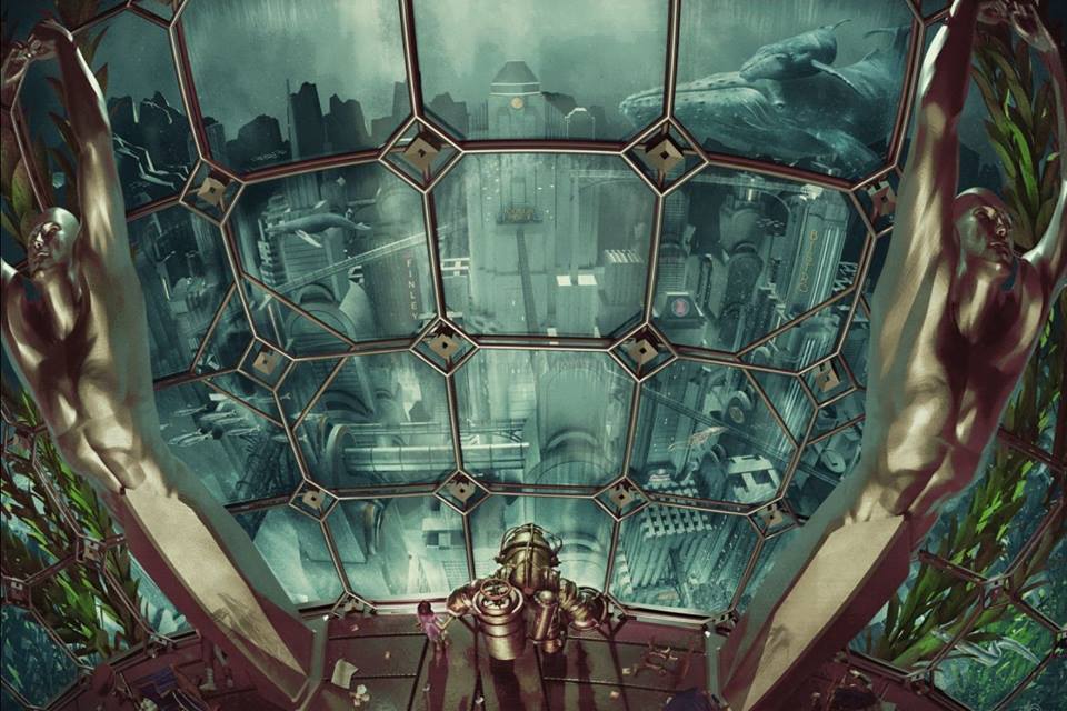 Bioshock by Chris Skinner, 36" x 24" Screen Print with Black Responsive Ink