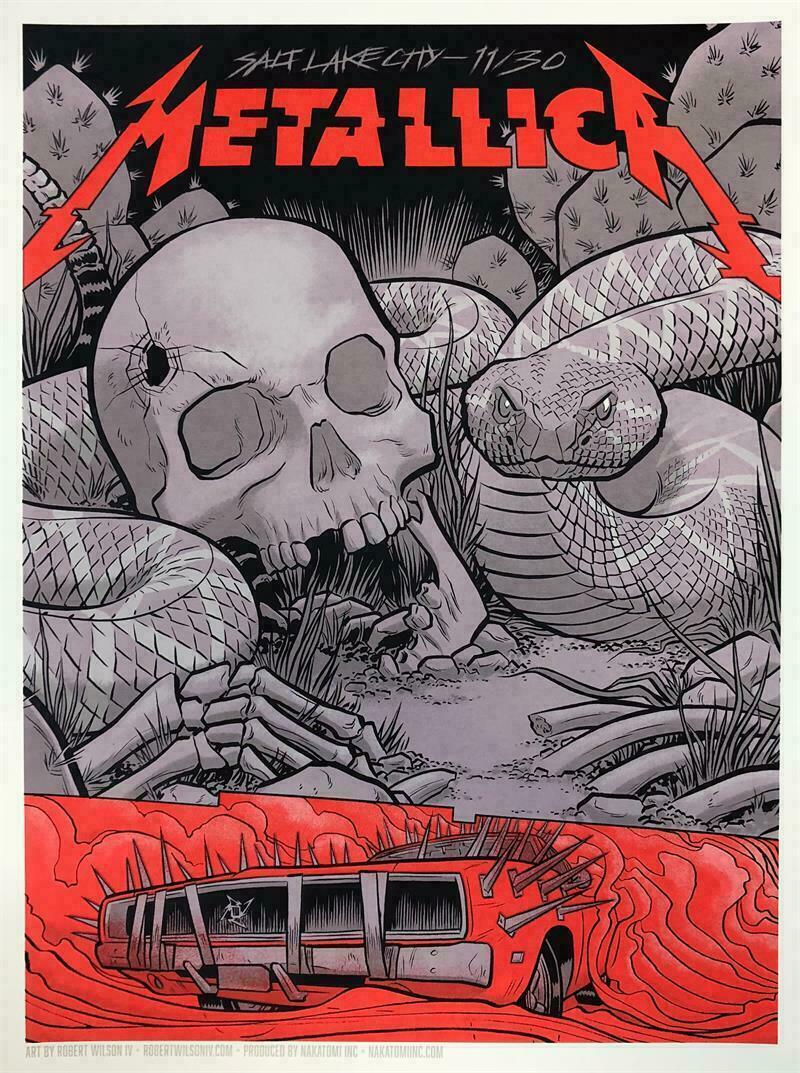 Metallica Salt Lake City 2018 by Robert Wilson, 18" x 24" Lithograph