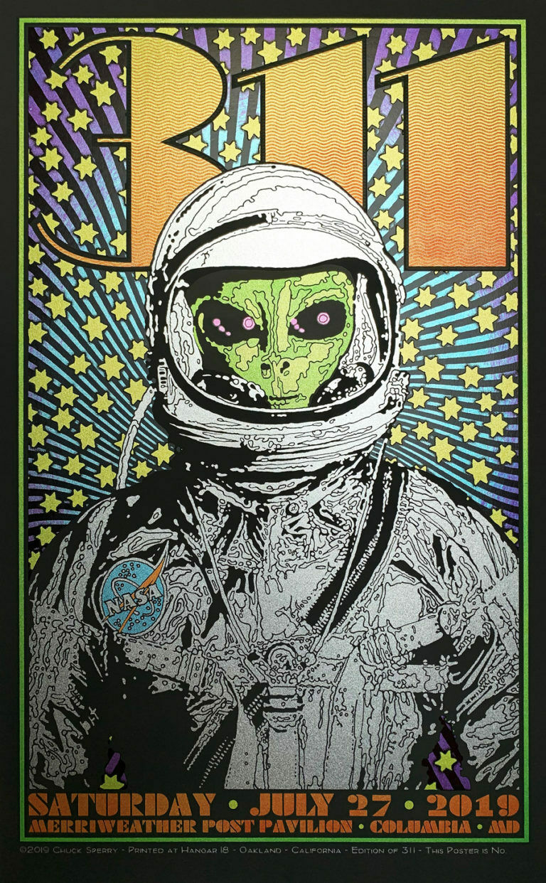 311 Columbia 2019 by Chuck Sperry, 20" x 32" Screen Print on black satin paper