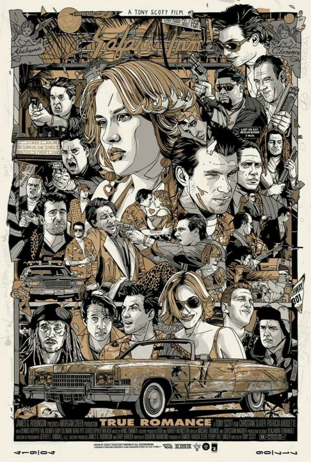 True Romance (Gold Variant) by Tyler Stout, 24" x 36" Screen Print