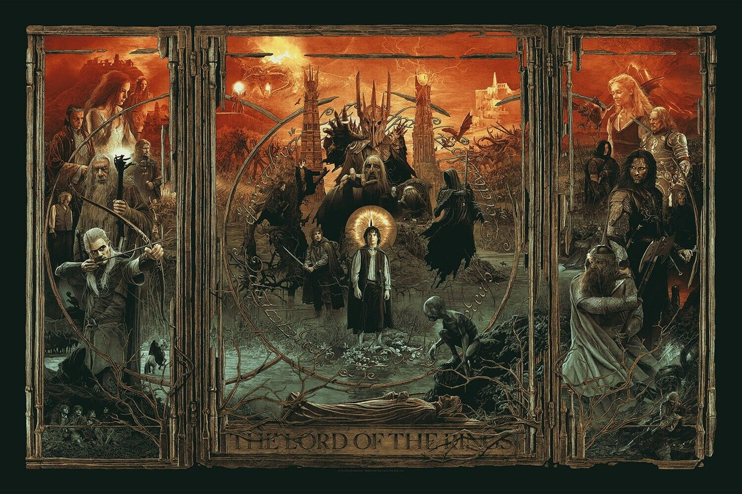 The Lord of the Rings (Triptych Variant) by Gabz, 36" x 24" Screen Print