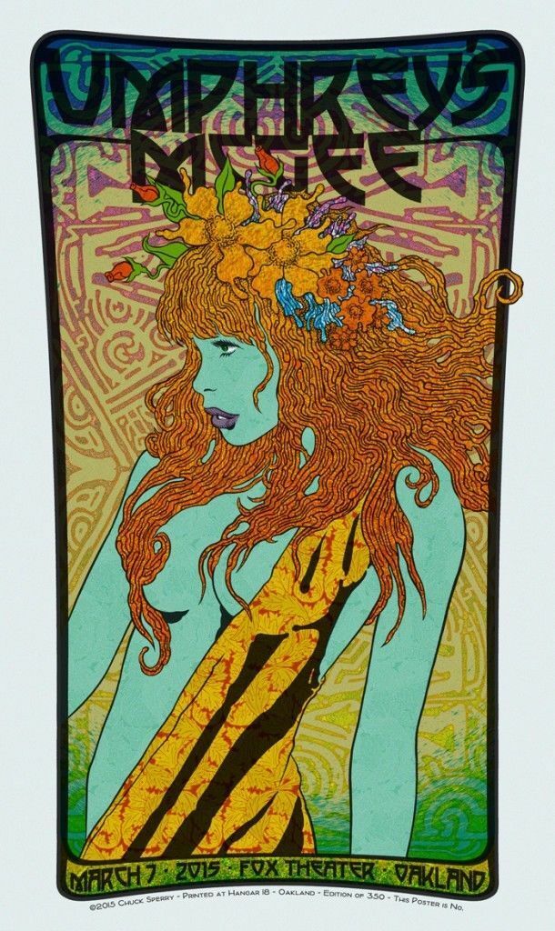 Umphrey's McGee Oakland 2015 by Chuck Sperry, 21" x 35.5" Screen Print