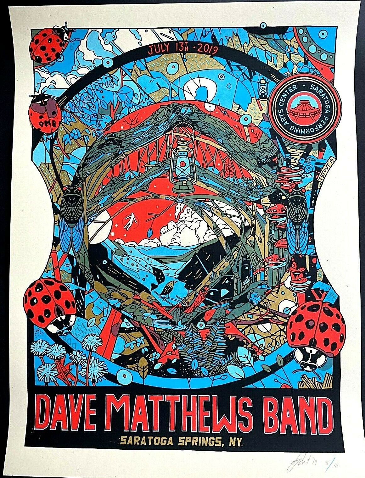 Dave Matthews Band Saratoga Springs 2019 by Tyler Stout, 18" x 24" Screen Print
