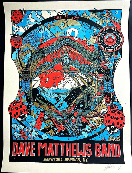 Dave Matthews Band Saratoga Springs 2019 by Tyler Stout, 18" x 24" Screen Print