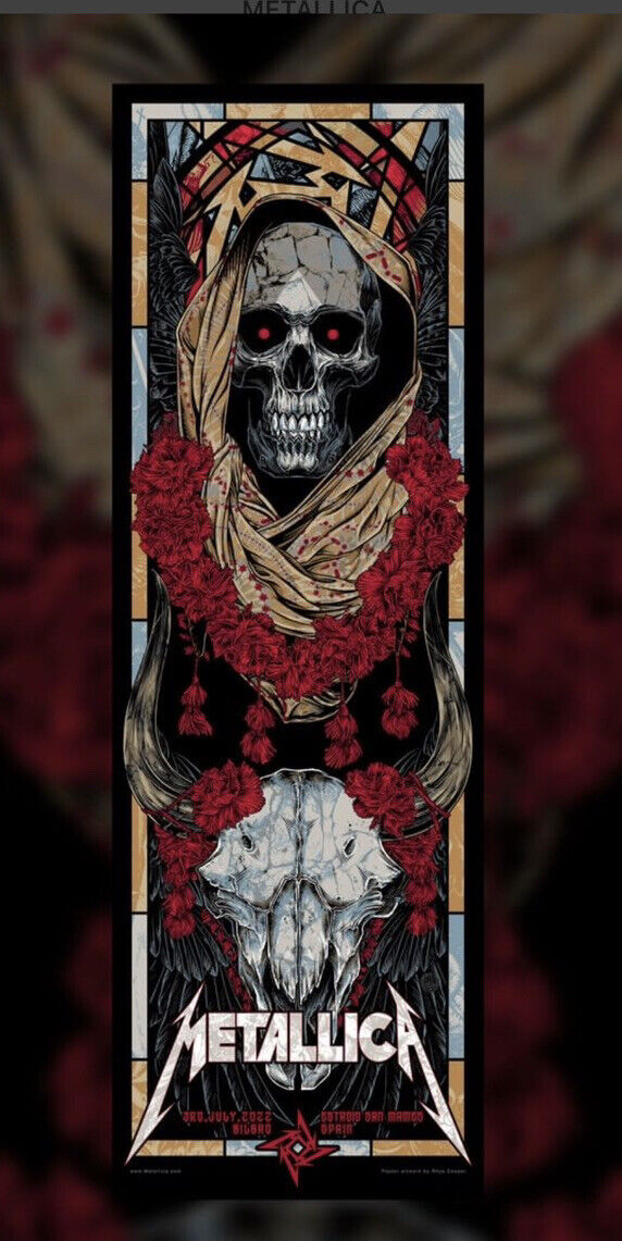 Metallica Bilbao 2022 by Rhys Cooper, 12" x 36" Screen Print