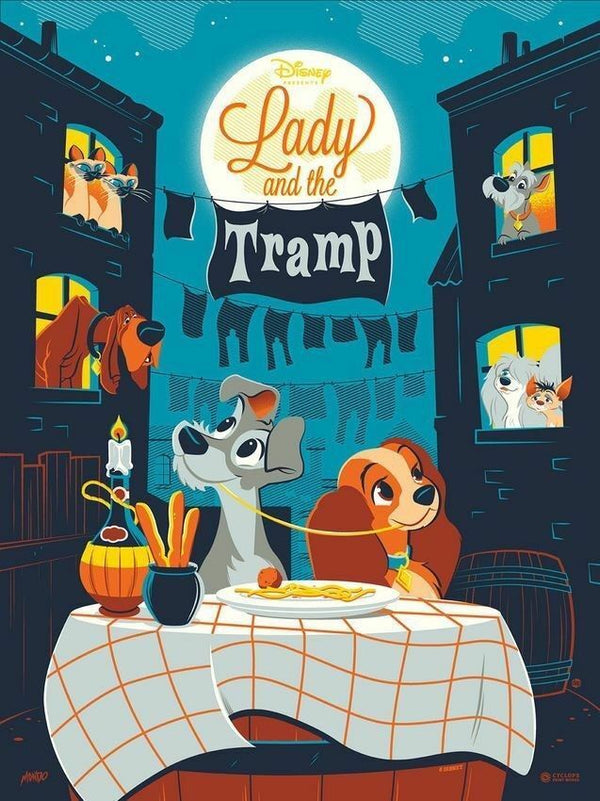 Lady and the Tramp by Dave Perillo, 18" x 24" Screen Print