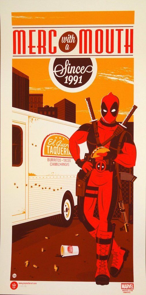 Deadpool by Dave Perillo, 12" x 24" Screen Print