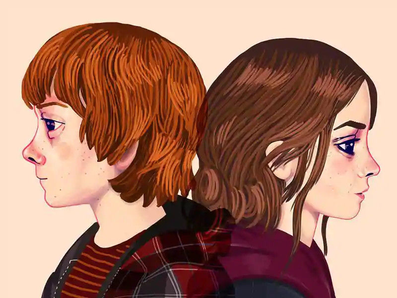 Ron and Hermione (Harry Potter) by Nan Lawson, 10" x 8" Fine Art Giclee